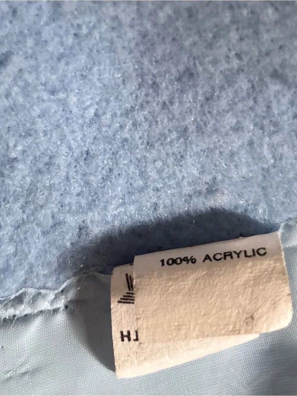 Vintage Light Blue Thermal Acrylic Blanket with Satin Trim Twin/Full 70x86 USA